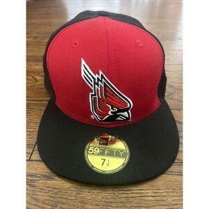 New Era 59fifty 7 1/4 Flatbill Ball State Cardinals Red Black Hat 100%‎ Wool